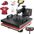 15x15 Heat Press Machine with Hat Press, 360° Swing Away Digital Tshirt Press Machine E75243