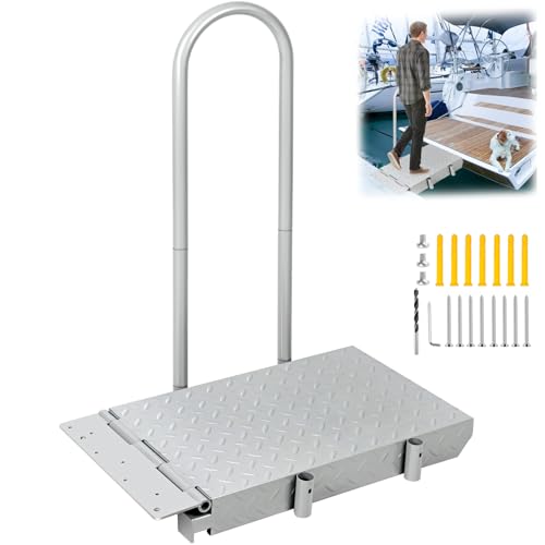 Silver Folding Dock Boarding Platform with Handrail M1220