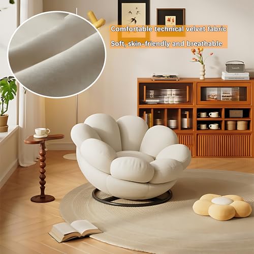 Blue Pumpkin Shape Swivel Lounge Chair with Ottoman V706