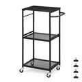 3 Tier Mesh Utility Storage Cart with Wood Look Top and Metal Frame K890054