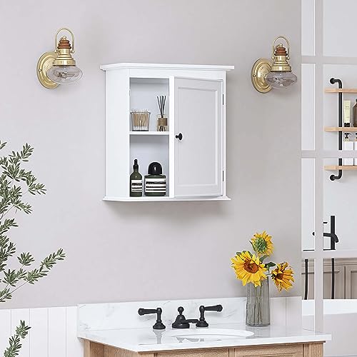 White Wall Mounted Bathroom Storage Cabinet L33526