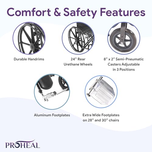 24 Inch Manual Bariatric Wheelchair Foldable Black Removable Full Length Arms Rest Swing Away Footrests 500LB Capacity Adjustable Standard and Hemi Height C5418