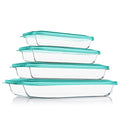 8-Pieces Rectangular Glass Baking Dish Set with Lids T93162