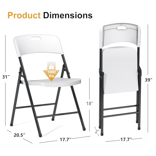 White Plastic Folding Chairs, 6 Pack N67884
