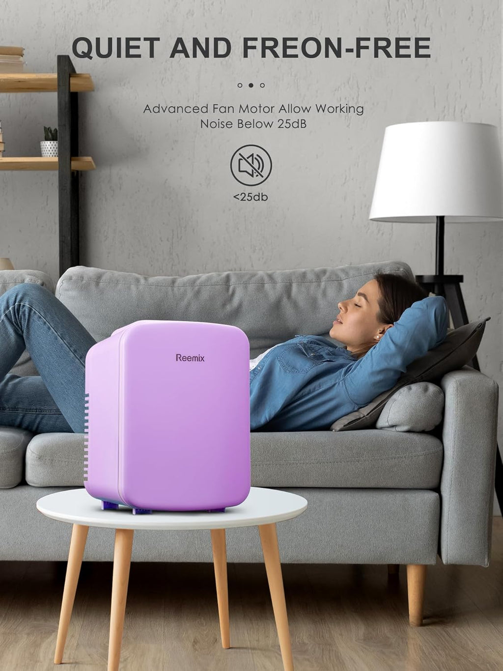 3.7 Liter 6 Can Portable Cooler Warmer Personal Refrigerator Freon-Free Purple F463066