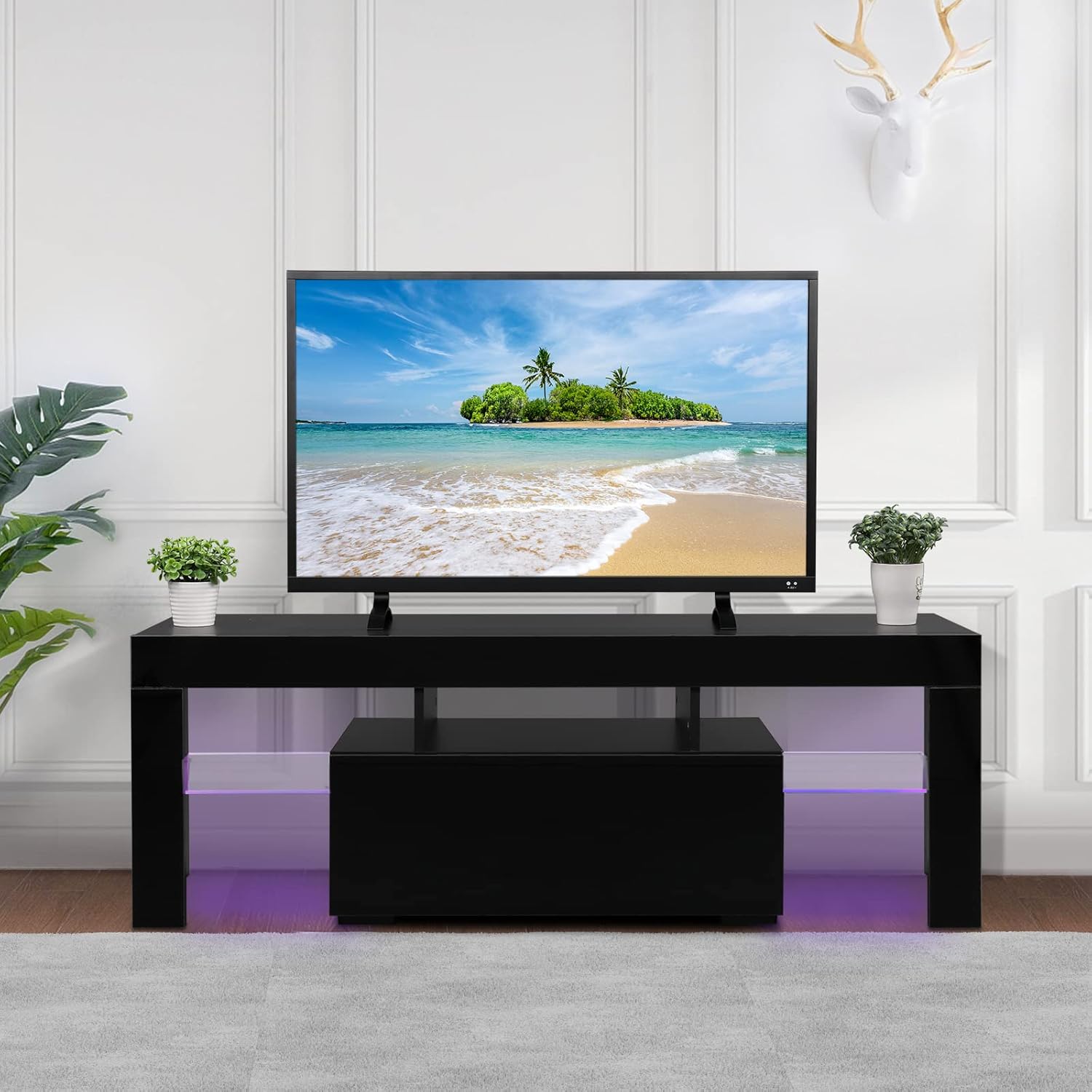 Black LED TV Stand, 51'' x 14'' x 18'' U231