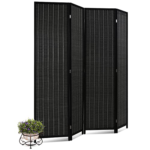 Black 4 Panel Bamboo Room Divider L80359
