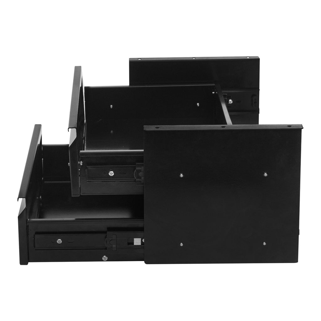 Black Steel Under Desk Sliding Drawer Organizer X62840