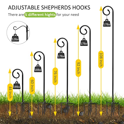 76 Inch 2 Pack Shepherds Hooks with 4 Hooks and Base Z672