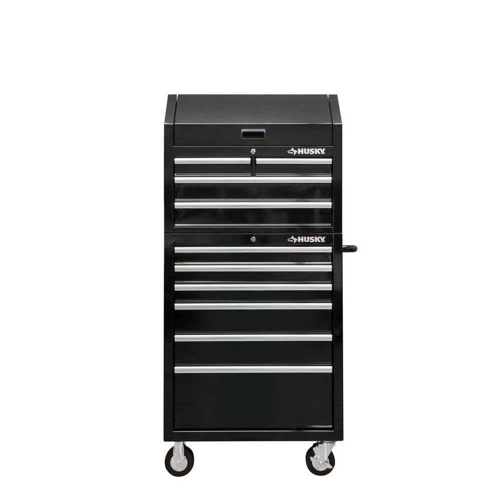 30 in. W 10-Drawer Gloss Black Tool Chest and Rolling Cabinet Set W111479
