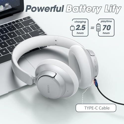Hybrid Active Noise Cancelling Headphones with Transparent Modes, 70H Playtime Bluetooth Wireless with Mic, 3.5MM Cable, Soft Earpads, Fast Charging, Black T2183
