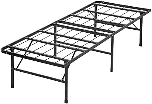 Black Twin Size Metal Platform Bed Frame with Steel Slat Support J498