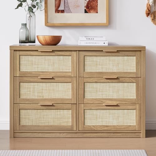 6 Drawer Rattan Wood Dresser T6225