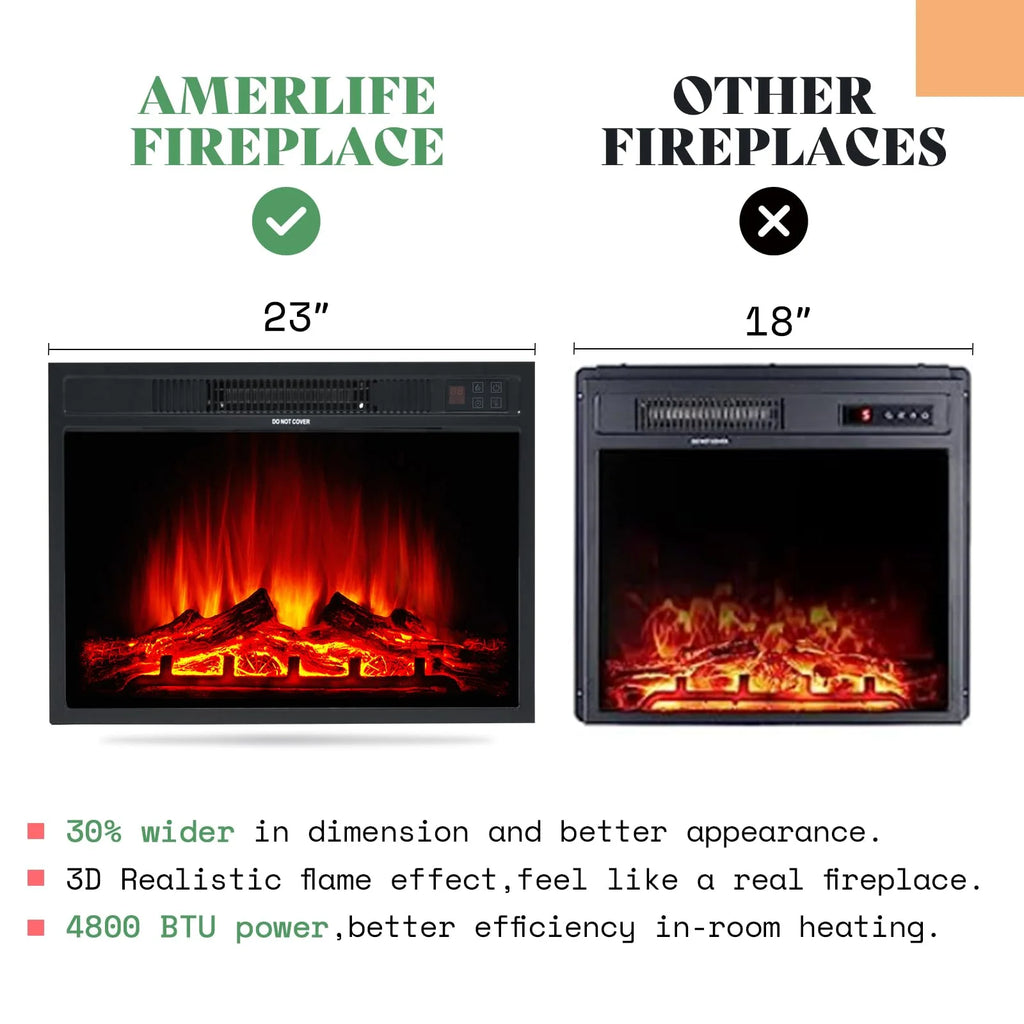 Black Wood Texture Fireplace TV Stand Q95935