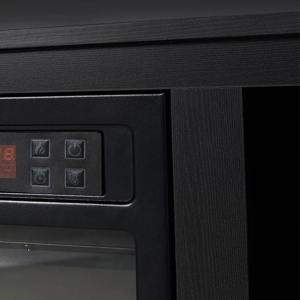Black Wood Texture Fireplace TV Stand Q95935