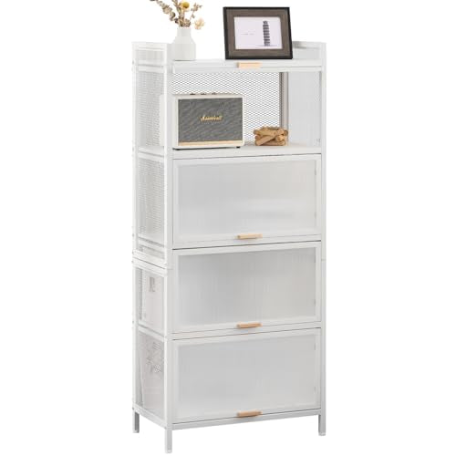 White 5 Shelf Cabinet with Door and Shelves C41757