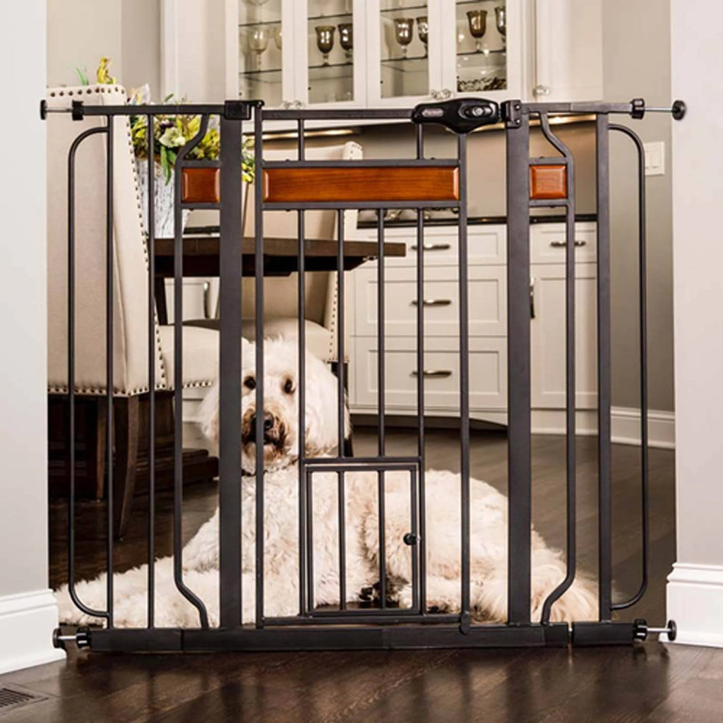 Black Extra Tall Gate with Small Pet Door L928114