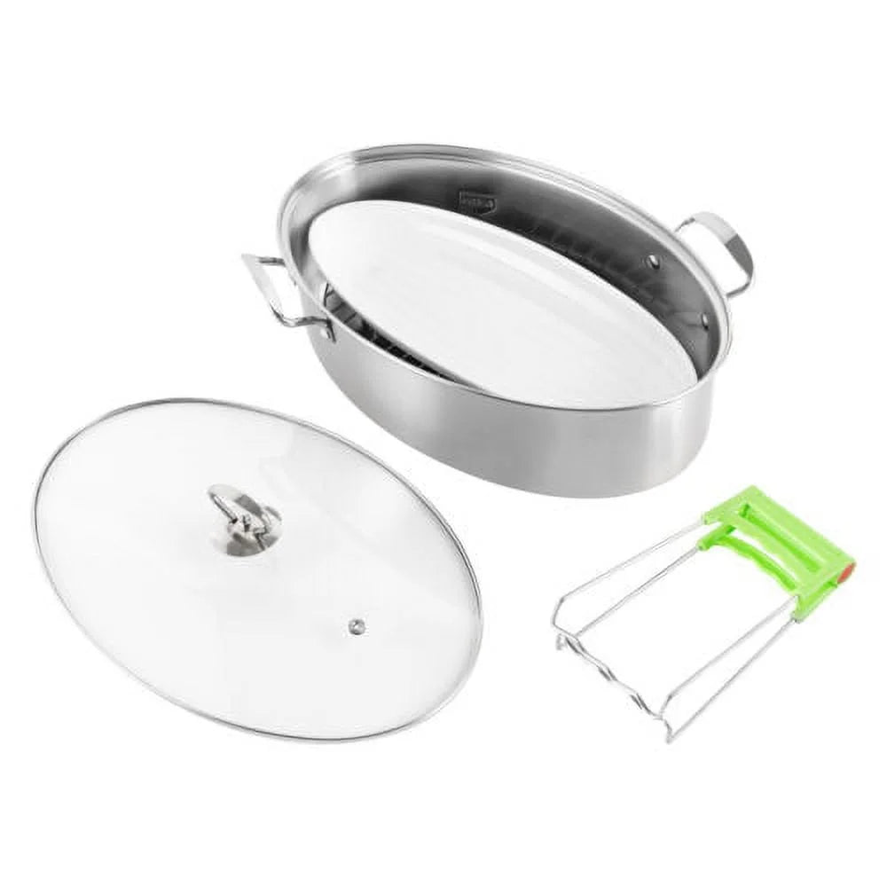 Stainless Steel Fish Steamer Pot with Glass Lid O29491