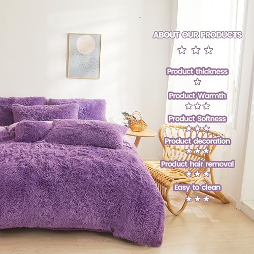 Dark Grey Queen 3 Piece Faux Fur Comforter Cover Set O9141