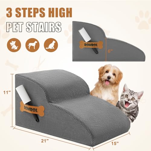 Grey 5-Tiers Non-Slip Waterproof Fabric Dog Stairs Ramp W225331