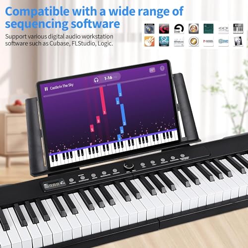 88 Key Semi Weighted Electric Digital Piano with Sustain Pedal, Power Supply, Stand, Carrying Case, Headphones J885993
