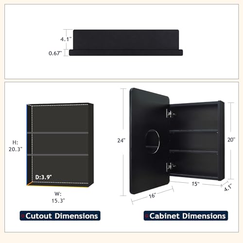 Frameless Beveled Medicine Cabinet Mirror with Storage K590