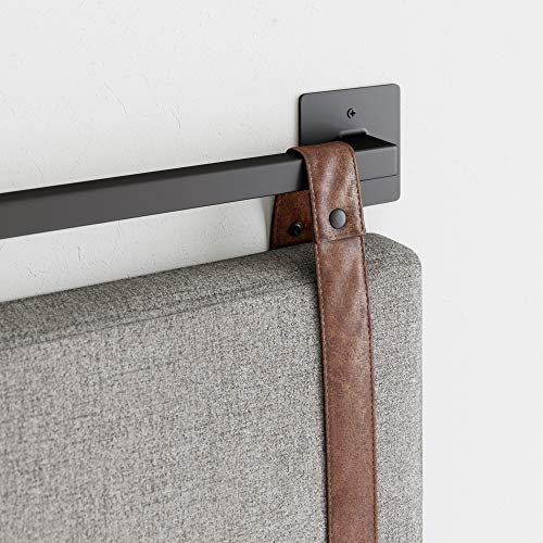Queen Brown Faux Leather Wall Mount Hanging Headboard U506110