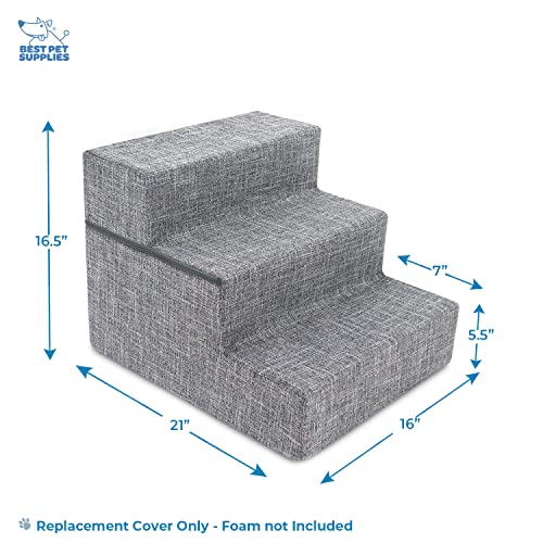 Foldable Foam Pet Steps, Ash Gray Linen, 4-Step O409