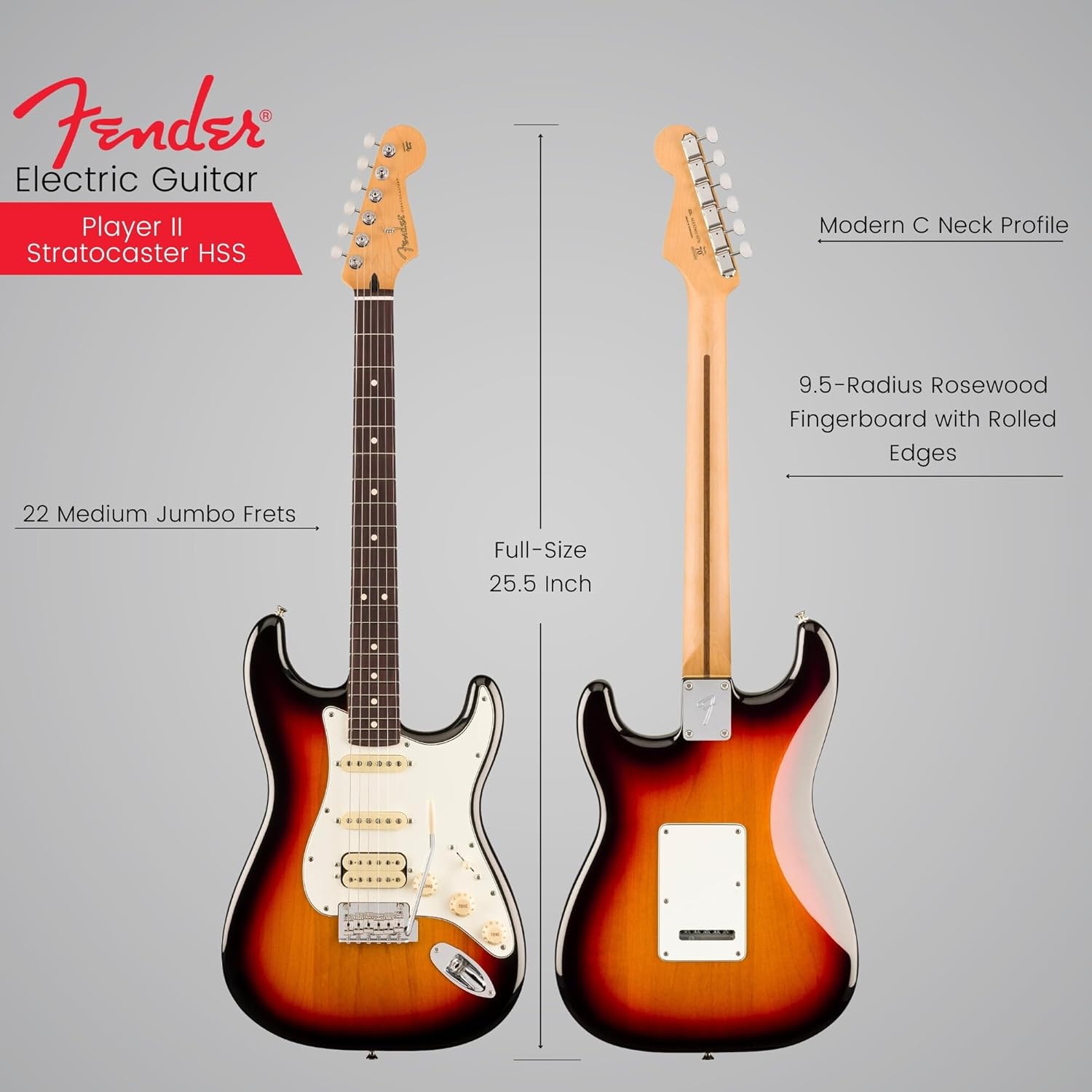 3-Color Sunburst Rosewood Fingerboard Electric Guitar Y5096