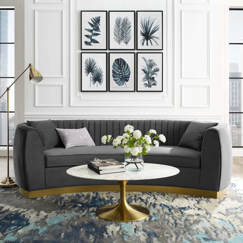 Grey Velvet Sofa D7403