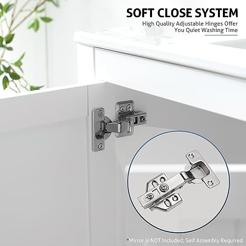 White 36" Bathroom Vanity with Sink and Laundry Hamper, 2 Doors, 1 Drawer C2910