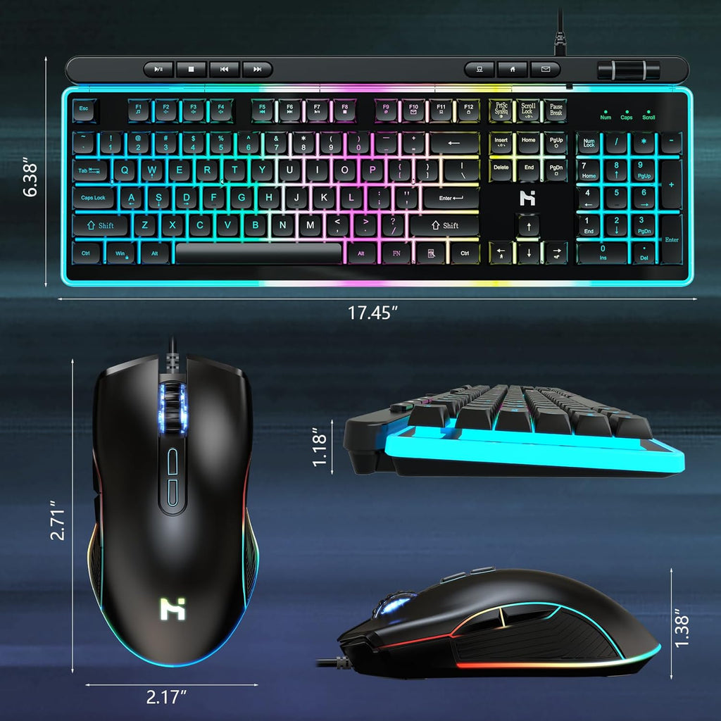 104 Keys RGB Backlit Wired Gaming Keyboard and Mouse Combo L9192