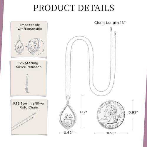 Parent and Children Family Necklace Pendant in Sterling Silver 18" Rolo Chain B134892