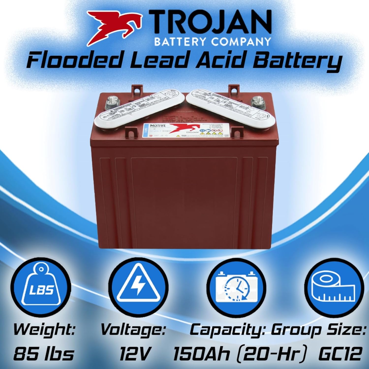 12V 150Ah Flooded Lead Acid Deep Cycle Battery x2 U326885
