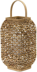 21.5" H Wicker Glass Candle Holder Lantern S189289