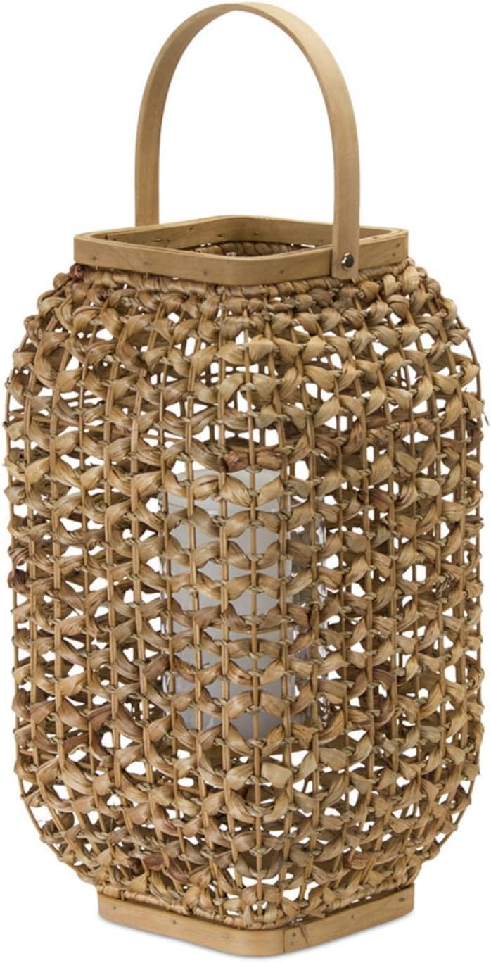 21.5" H Wicker Glass Candle Holder Lantern S189289