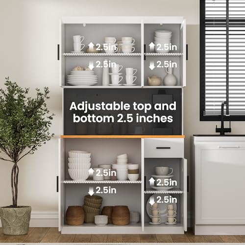 Black 71" Tall Kitchen Storage Cabinet with Power Outlet X93721