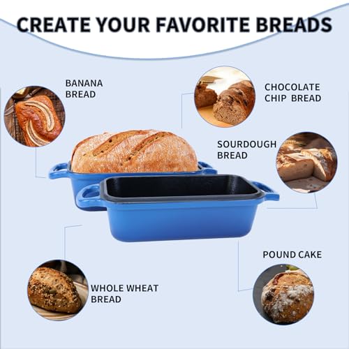 2 Piece Enameled Cast Iron Bread Pan with Lid (Lake blue) L6315