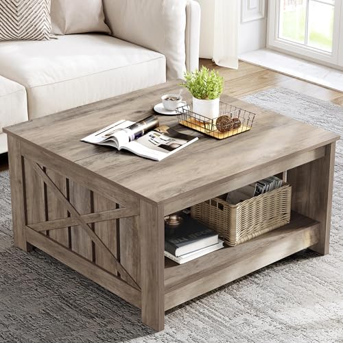 Brown Square Coffee Table with Storage I314034