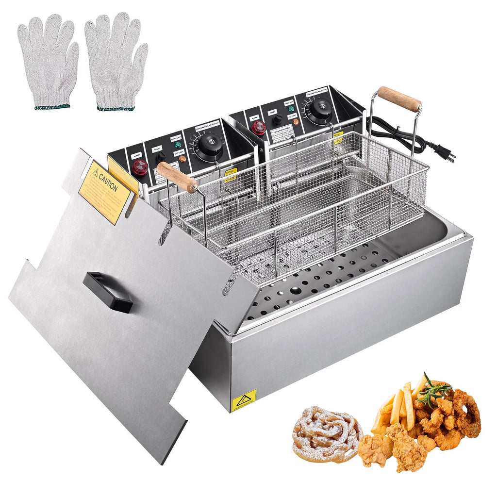 5000W 20L Electric Deep Fryer Stainless Steel Single Large Tank Basket Lid G2838