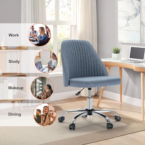 Armless Fabric Office Chair with Wheels Adjustable Swivel N291
