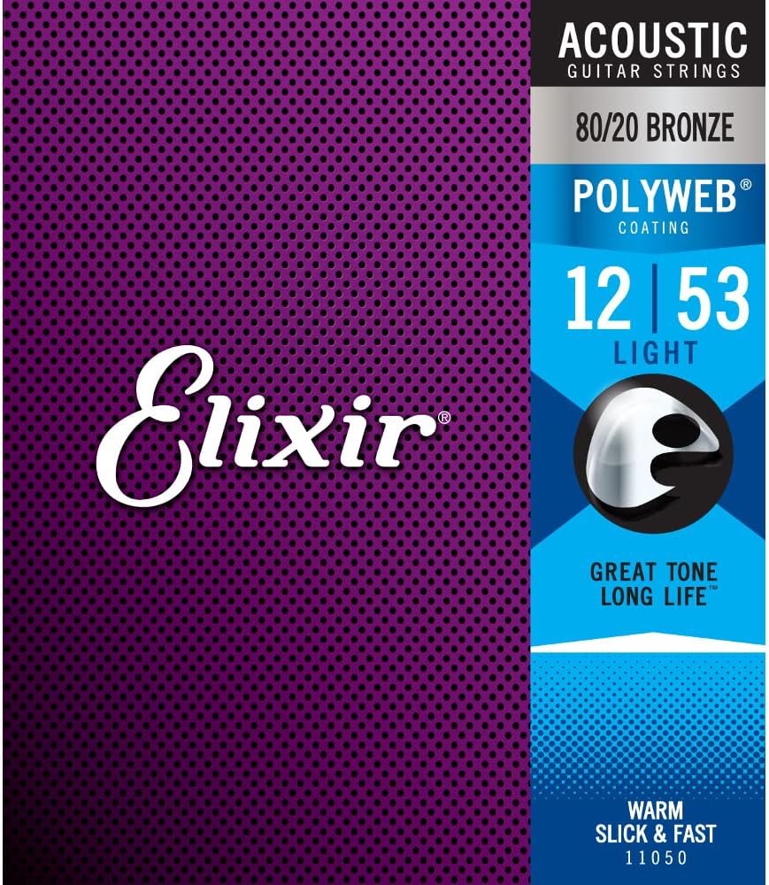 Light Acoustic Guitar Strings Polyweb Coated 12-53 3 Pack O677