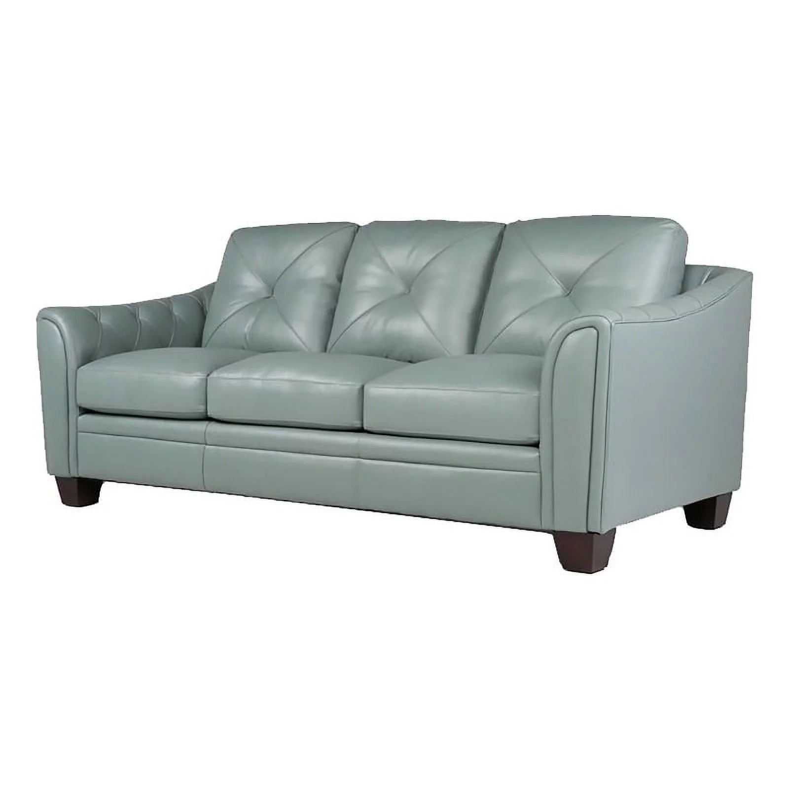 Spa Green Leather Tufted Back Sofa F193