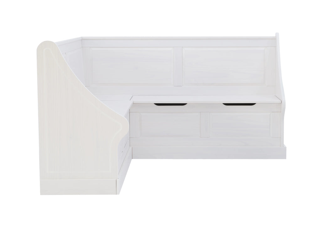 White Wood Corner Dining Bench with Storage, Seats 4 B811