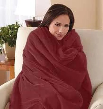 Electric Heated Throw Blanket Microplush Garnet Red W938