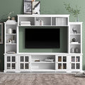 White 104" Wide Entertainment Wall Unit with Storage Cabinets and Shelves D66026