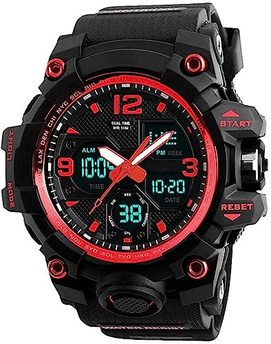 Men's Analog Sports Watch LED Military Digital Watch Electronic Stopwatch Large Dual Dial Time Outdoor Army Wrist Watch Tactical W19917