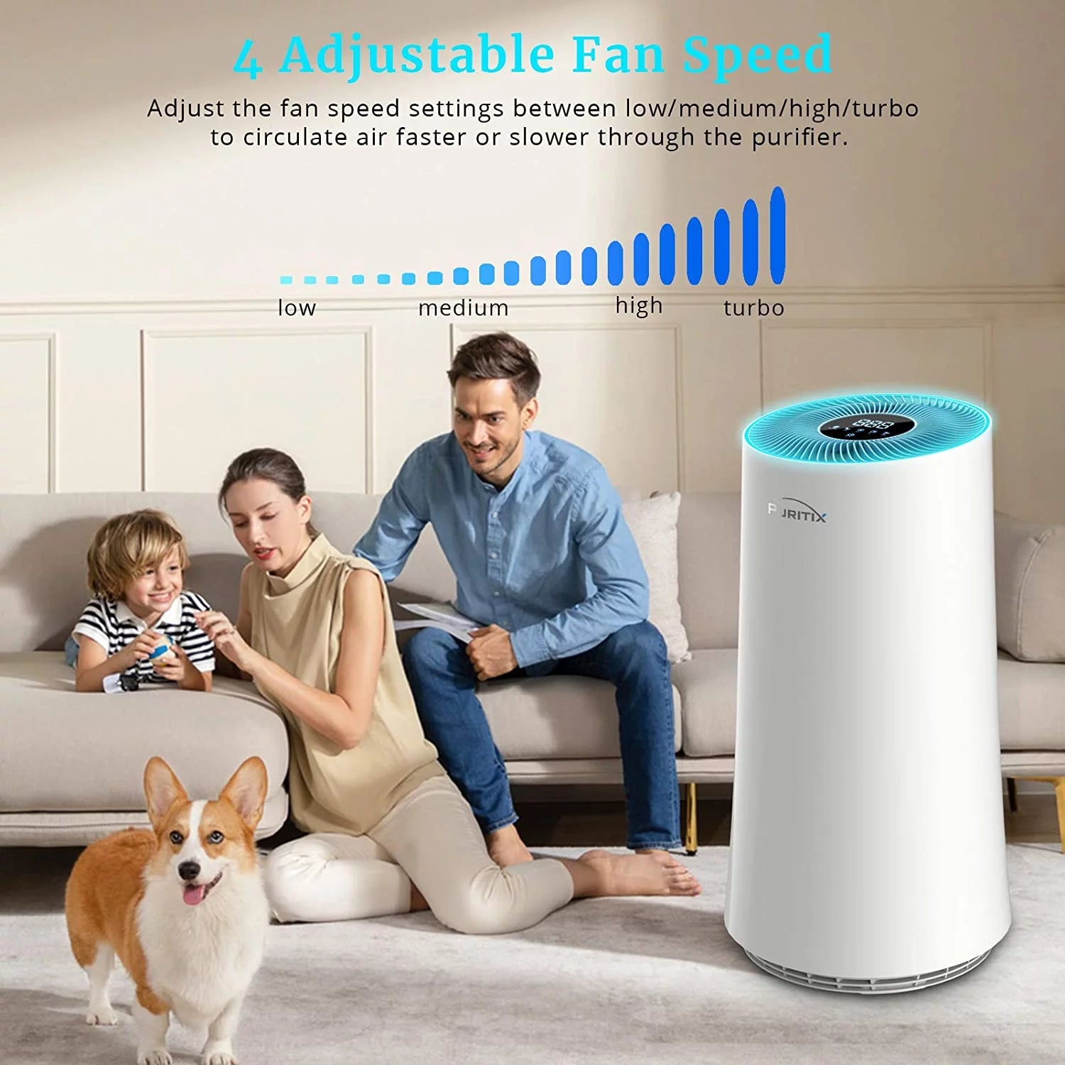 H13 True HEPA Air Purifier, Blue, 13*13*24 inch Q81785
