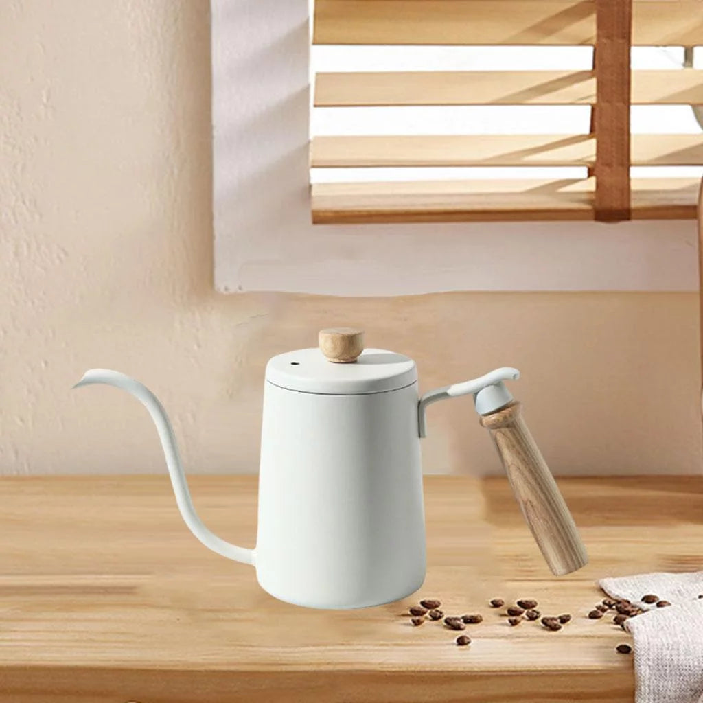 White Stainless Gooseneck Tea Kettle C7387