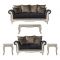 Wood Frame Faux Leather Sofa and Loveseat with 3-Piece Tables Set B853743